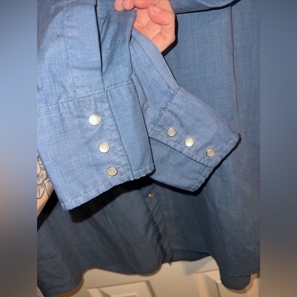 Plains Western Wear Pearl Snap Large Tall Man Blue Long Sleeve Shirt - Picture 9 of 9